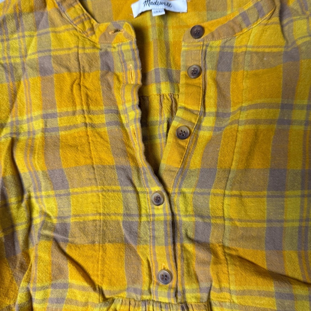 Madewell shirt Madewell Leysfield popover shirt flannel plaid mustard yellow - Picture 7 of 8